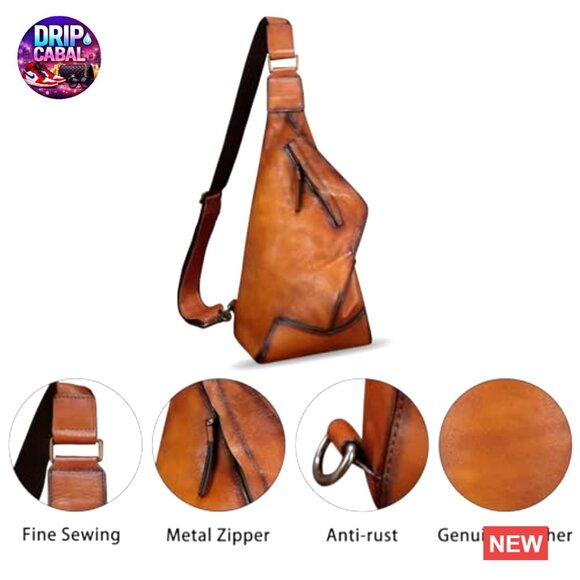 Genuine Leather Sling Backpack Crossbody Daypack Adjustable Strap main image 5